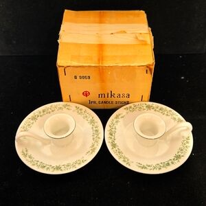 2 Mikasa candlestick holders 1 NIB Vintage